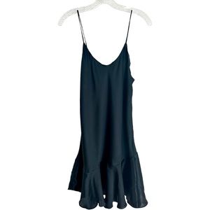 JO Intimates Vintage Black Short Nightgown with Ruffled Hem and Spaghetti Straps